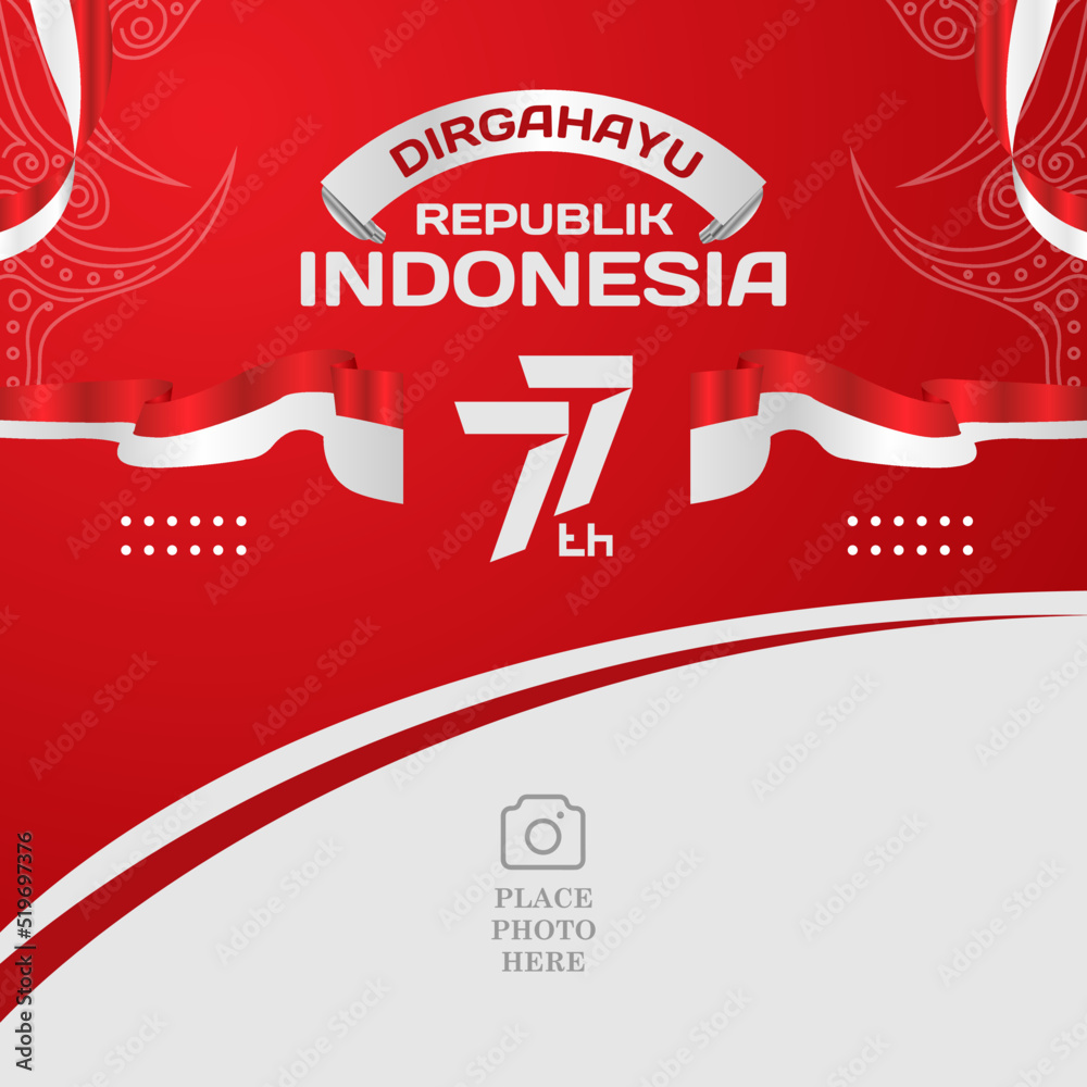 Twibbon social media indonesia independence day template Stock Vector