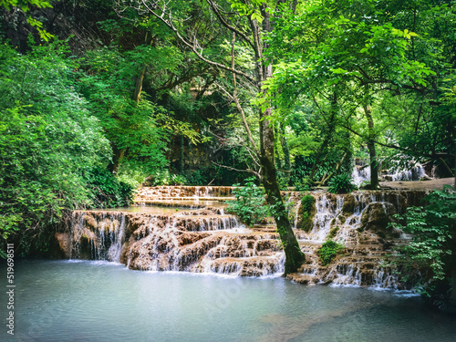 Obraz na płótnie Waterfall cascade in the forest called Kroshuna waterfalls in Bulgaria. w salonie