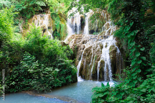 Obraz na płótnie Waterfall cascade in the forest called Kroshuna waterfalls in Bulgaria. w salonie