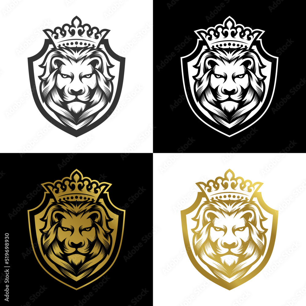 Royal king lion crown symbols. Elegant gold Leo animal logo. Premium luxury brand identity icon. Vector illustration. Royal king lion crown symbols. Elegant gold Leo animal logo. Premium luxury brand identity icon. Vector illustration.