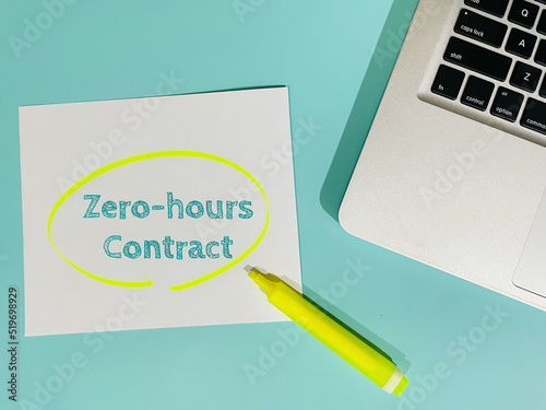 zero hours contract - text on blue background
