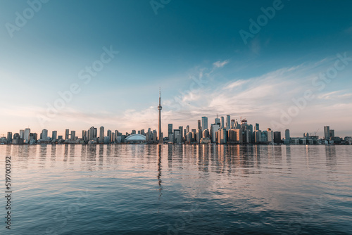 Photography Toronto city skyline from Center Island at Ontario, Canada