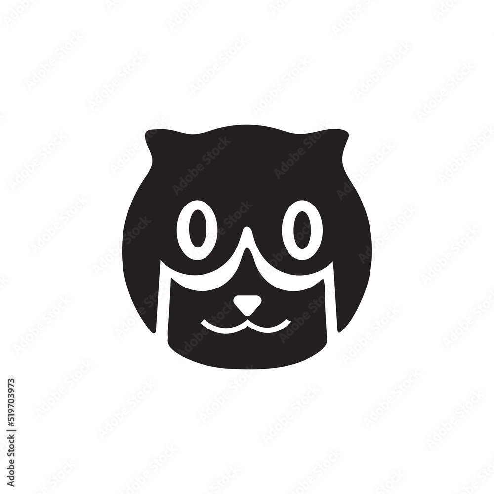 Happy cat animal vector logo 
