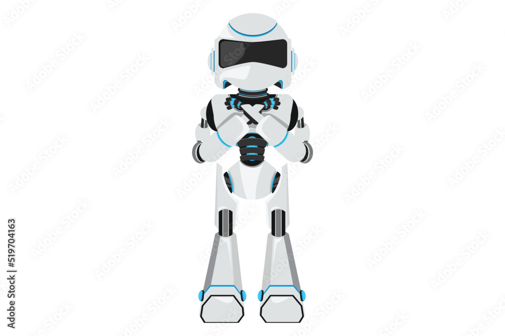 Business design drawing robot crossing arms. Robot making X shape, stop sign with hands and negative expression. Technology development. Artificial intelligence. Flat cartoon style vector illustration Business design drawing robot crossing arms. Robot making X shape, stop sign with hands and negative expression. Technology development. Artificial intelligence. Flat cartoon style vector illustration