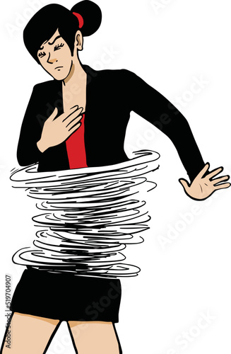 Female office worker suffering from irritable bowel syndrome