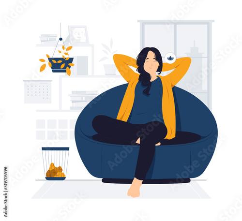 Relaxing at home and getting coffee break concept illustration