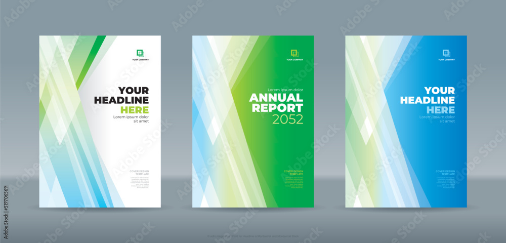 Fototapeta premium Modern simple random white cyan and green transparent triangle shape cover template