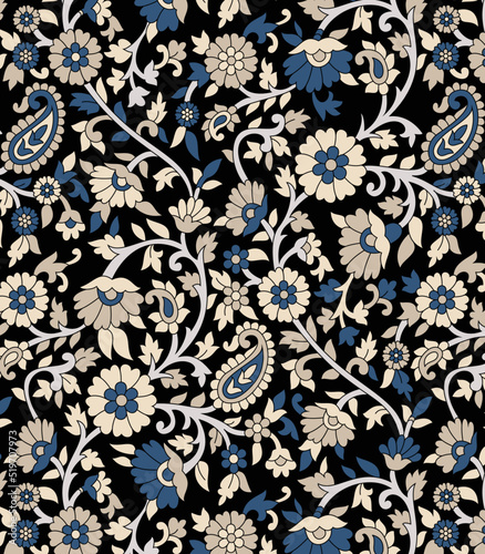 traditional Indian paisley pattern on      background