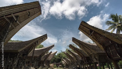 Time Lapse of The Ancient Traditional Village of Kete Kesu in Tana Toraja, South Sulawesi, Indonesia photo