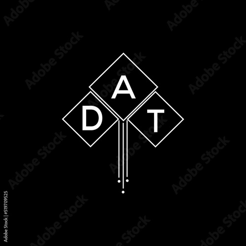 DAT letter logo design with white background in illustrator, DAT vector logo modern alphabet font overlap style.
