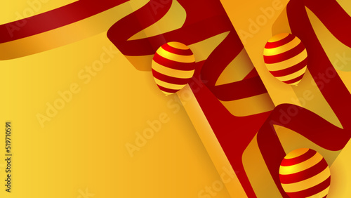 Modern red and orange flag star ribbon halftone and podium design background. Abstract background with trendy color for presentation design, flyer, social media cover, banner, nation festival banner