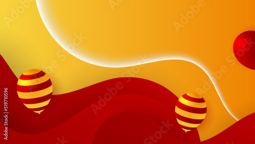 Modern red and orange flag star ribbon halftone and podium design background. Abstract background with trendy color for presentation design, flyer, social media cover, banner, nation festival banner
