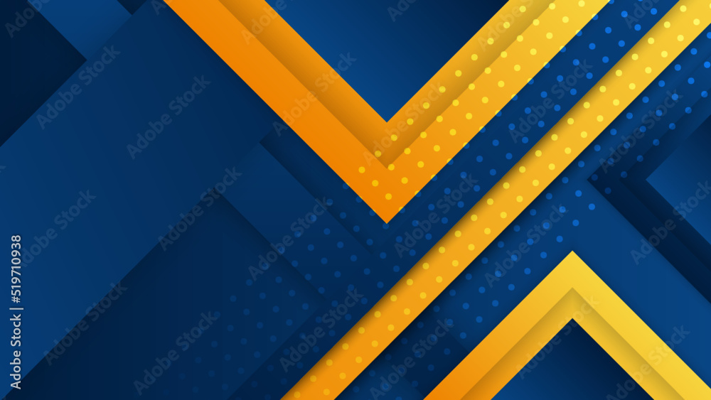 Modern blue and yellow flag star ribbon halftone and podium design background. Abstract background with trendy color for presentation design, flyer, social media cover, banner, nation festival banner