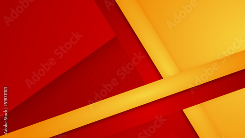 Modern red and orange flag star ribbon halftone and podium design background. Abstract background with trendy color for presentation design, flyer, social media cover, banner, nation festival banner