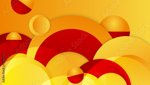 Modern red and orange flag star ribbon halftone and podium design background. Abstract background with trendy color for presentation design, flyer, social media cover, banner, nation festival banner