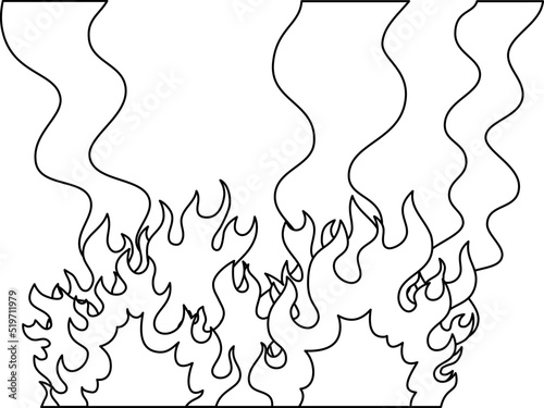 燃え盛る炎と煙 大火事のイラスト
