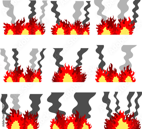 燃え盛る炎と煙 大火事のイラスト