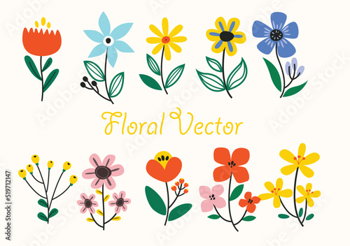 Vector flower set hand drawn art	
