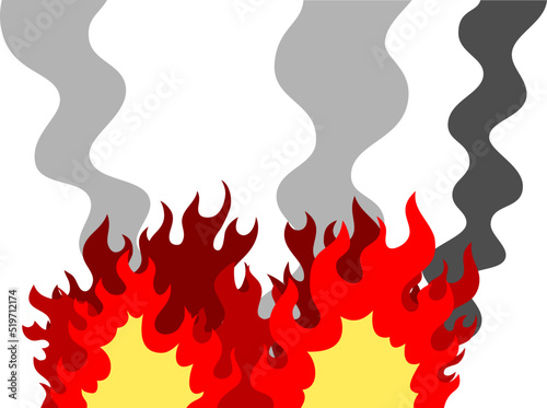燃え盛る炎と煙 大火事のイラスト