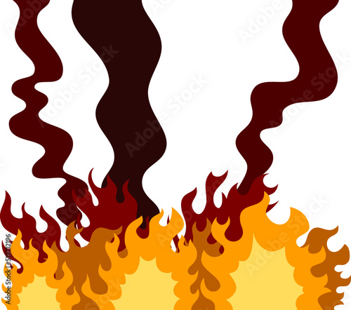 燃え盛る炎と煙 大火事のイラスト