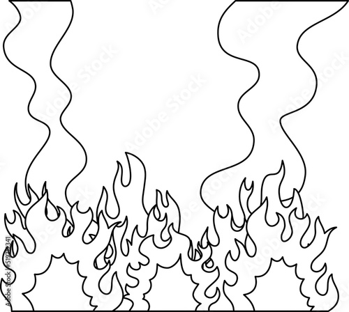 燃え盛る炎と煙 大火事のイラスト
