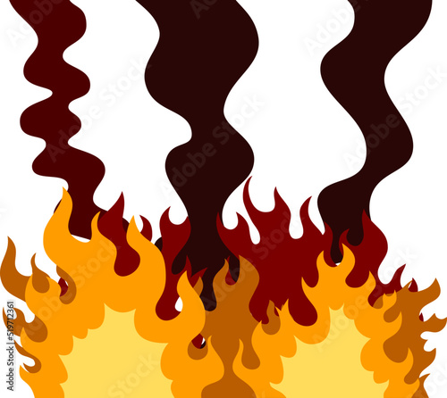 燃え盛る炎と煙 大火事のイラスト