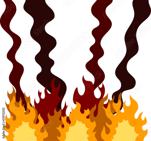 燃え盛る炎と煙 大火事のイラスト