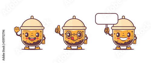 Bubble tea cartoon mascot. fresh drink vector illustration