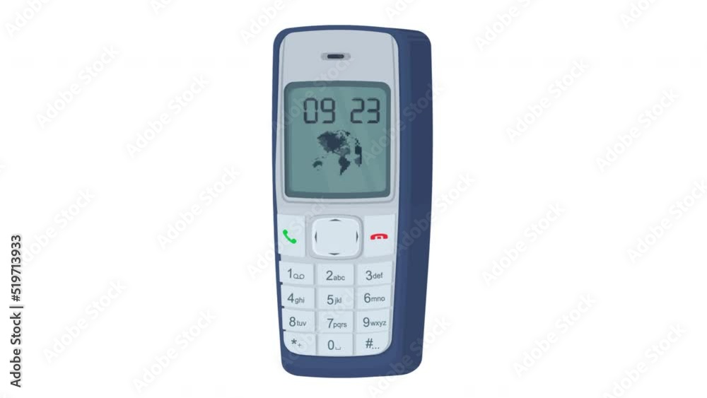 Push-button phone. Animation of an incoming call to a mobile phone, alpha channel. Cartoon Push-button phone. Animation of an incoming call to a mobile phone, alpha channel. Cartoon
