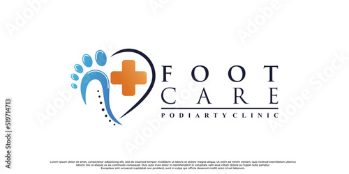Foot care logo design with creative element concept Premium Vector