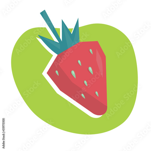 Summer fruits and berries. Strawberry. Vector image.