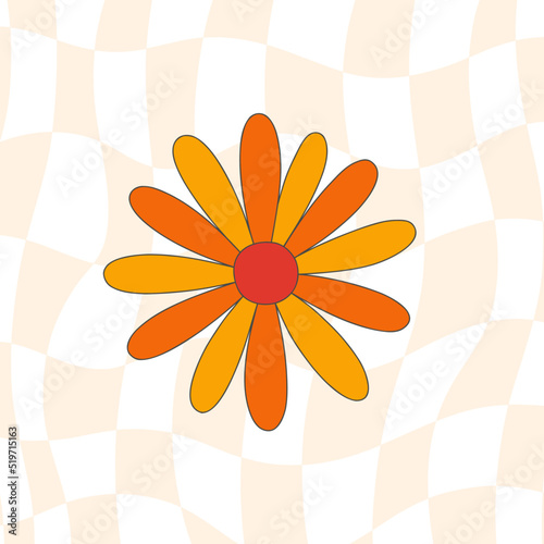 Hippie funky vibe style. Vintage 1960-1970. Hippy retro background. Symbol retro print.