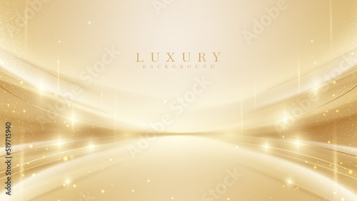 Luxury background with golden light effect decoration and bokeh elements.