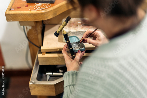 Woman Making Handmade Jewelry