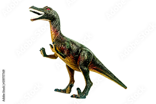Dinosaur plastic figure toy isolated on white background with clipping path. It is the history of animals in the Jurassic period. It's a model about animals that kids love. © ZWDQ