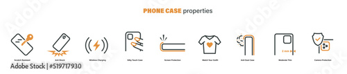 Set of vector images with phone case properties