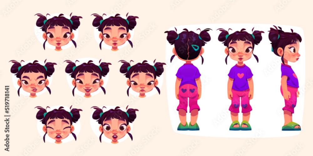 Cartoon face scared character emotion - vector clip art
