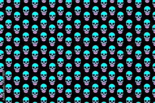 seamless illustration of bright human skulls