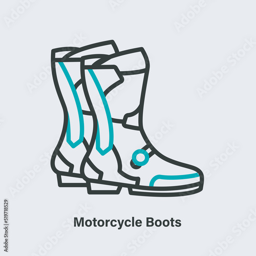 Motorcycle boots outline isolated icon. Linear picture of shoes on light