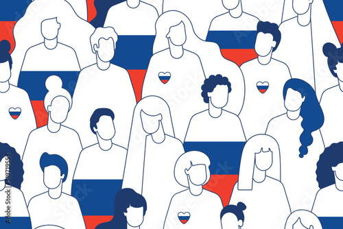 Russophobia. Patriot of Russia. russian nation. seamless pattern of Russian people. support of Russia. Anti-Russian. Russia Day,  12 June. Russian Independence Day. I love Russia concept.  photo