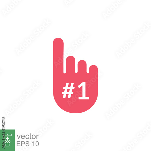 Number 1 foam glove icon. Simple solid style. Fan logo hand with finger up. glyph vector illustration isolated on white background. EPS 10.