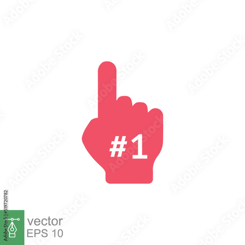 Number 1 foam glove icon. Simple solid style. Fan logo hand with finger up. glyph vector illustration isolated on white background. EPS 10.