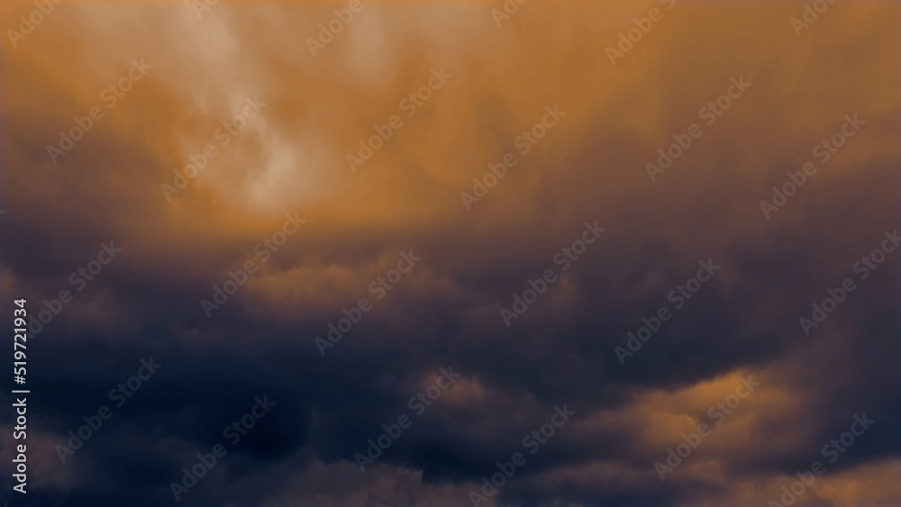 Dark dirty orange clouds - background for war artworks - abstract 3D illustration