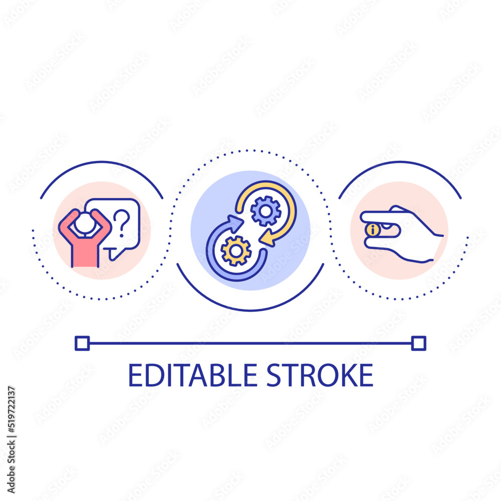 Bite sized learning for better academic results loop concept icon. Providing small information nuggets abstract idea thin line illustration. Isolated outline drawing. Editable stroke. Arial font used