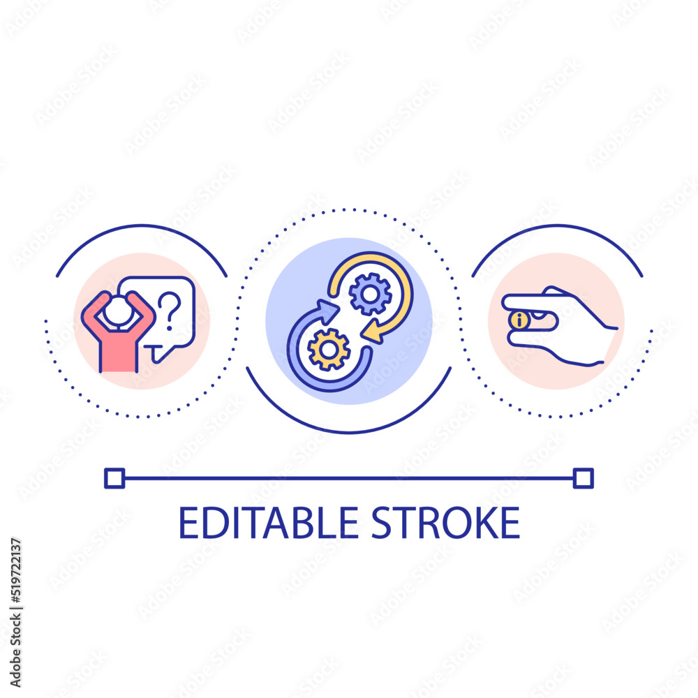 Bite sized learning for better academic results loop concept icon. Providing small information nuggets abstract idea thin line illustration. Isolated outline drawing. Editable stroke. Arial font used Bite sized learning for better academic results loop concept icon. Providing small information nuggets abstract idea thin line illustration. Isolated outline drawing. Editable stroke. Arial font used