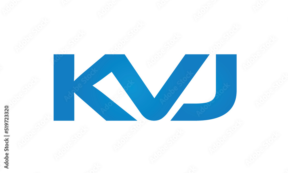 Connected KVJ Letters logo Design Linked Chain logo Concept Connected KVJ Letters logo Design Linked Chain logo Concept