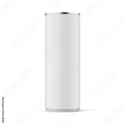 Glossy sleek 330 ml can on white background mockup - 3D rendering