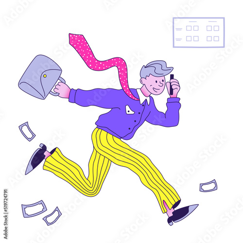 Businessman getting late for office