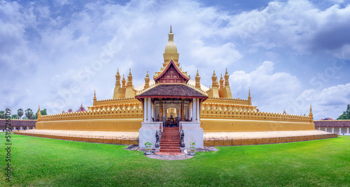 Slika na platnu Pha That Luang is a gold-covered large Buddhist stupa and be the most important national monument in Laos