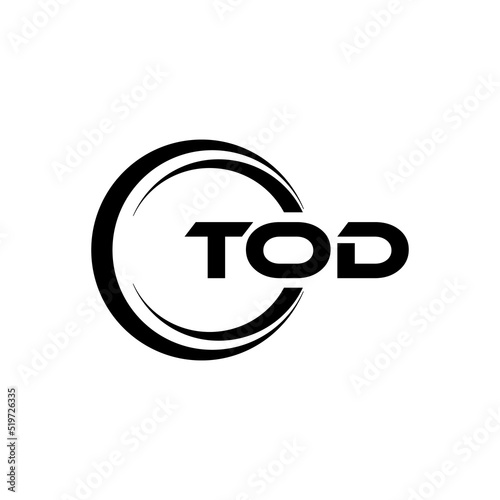 TOD letter logo design with white background in illustrator, cube logo, vector logo, modern alphabet font overlap style. calligraphy designs for logo, Poster, Invitation, etc.